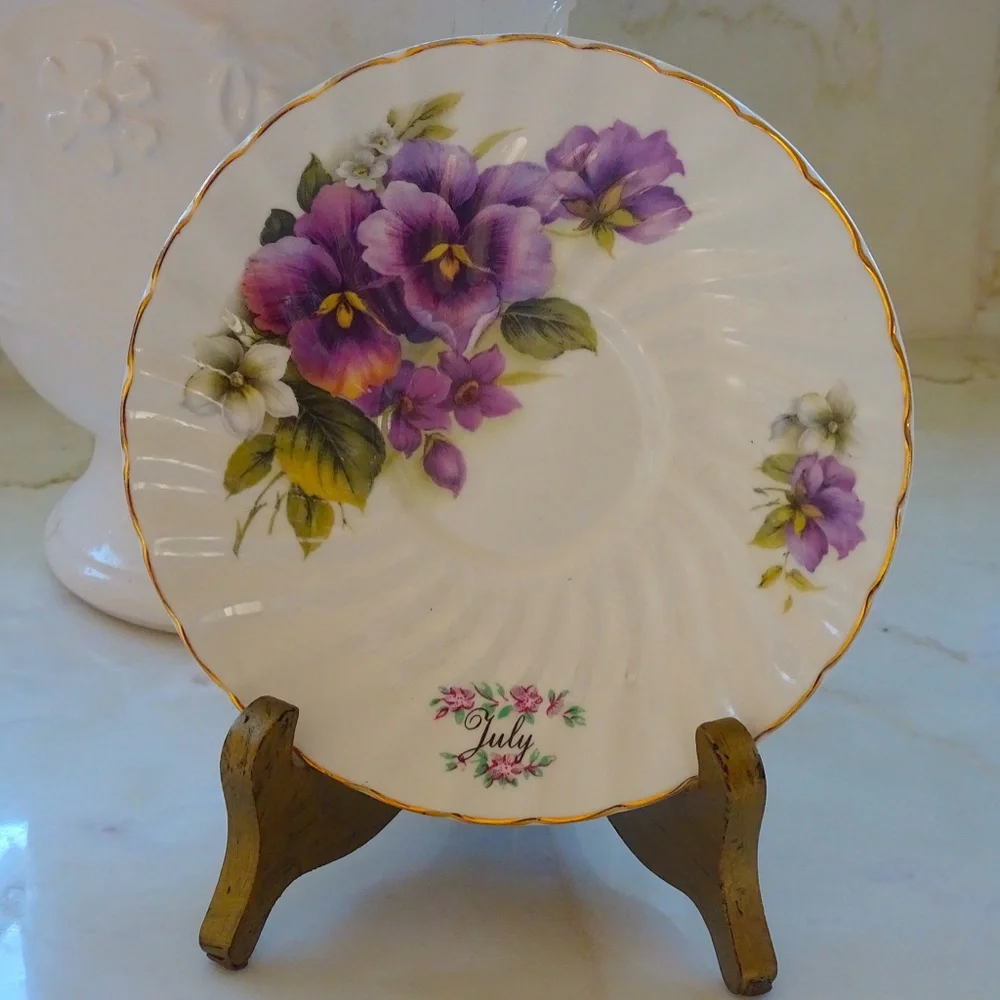 Vintage The Butchart Gardens July Pansies Cottagecore Decor Tea Party Saucer